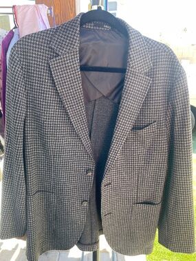 Mango Men's Houndstooth Sport Coat in Black and White